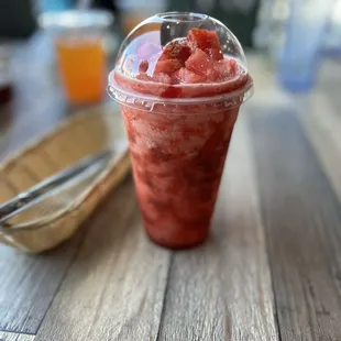 Watermelon strawberry smoothie ** sweet, salty and spicy LOVE IT