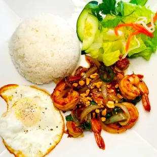 Spicy Basil Shrimp Rice Dish