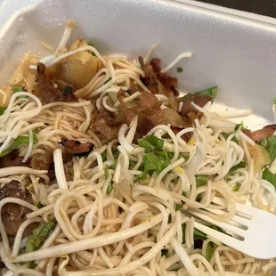 noodles in a styrofoam container