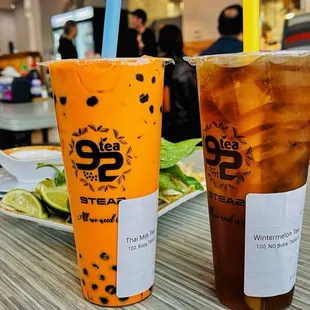 two drinks on a table