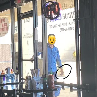 worker smoking during shift while customers were still there
