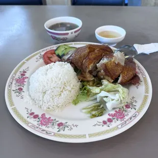 Roasted chicken with steam rice