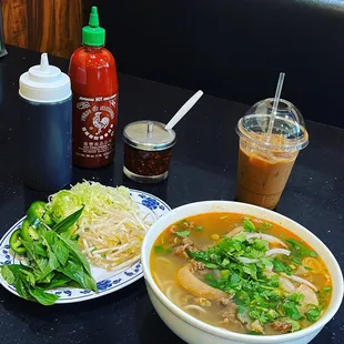 Hûe style pho w iced Vietnamese coffee