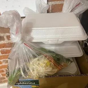 a lunch in a styrofoam container