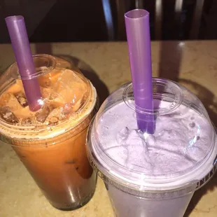 Taro my favorite and Thai Tea for my boy!