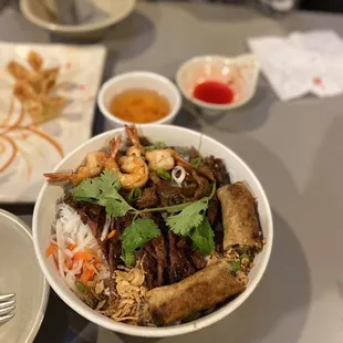 a bowl of food on a table