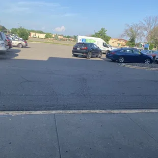 a parking lot full of cars