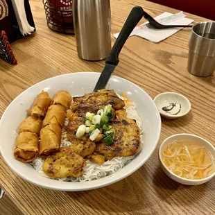 V13. Grilled Chicken and Egg Rolls over Vermicelli