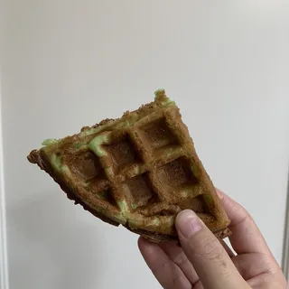 B25. Pandan Waffle with Coconut Flakes