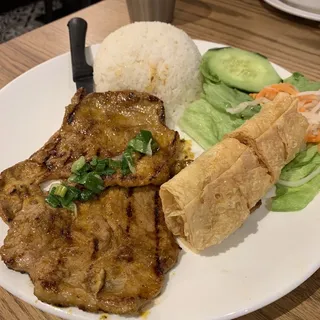 R11. Grilled Pork and Shrimp Cake over Rice Plate