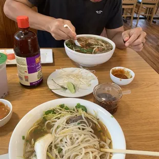 Spicy beef noodle and xl beef pho