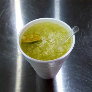 Fresh sugar cane juice with a touch of kumquat.