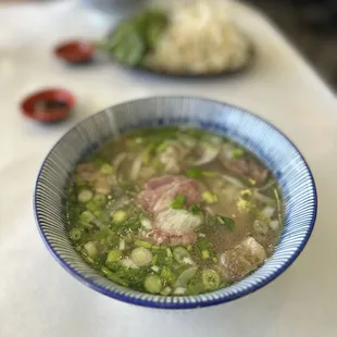 a bowl of soup on a table