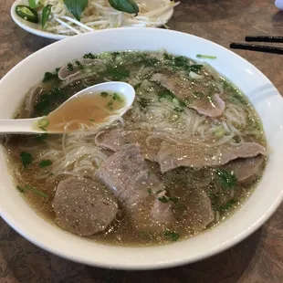 You see that shimmer? That&apos;s too much oil in the pho broth. This is not my taste.