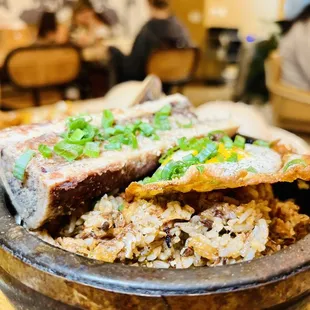 Crispy wagyu fried rice with bone marrow
