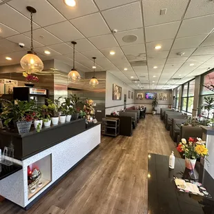 the inside of a restaurant