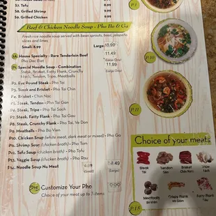 Menu - Salads and Pho