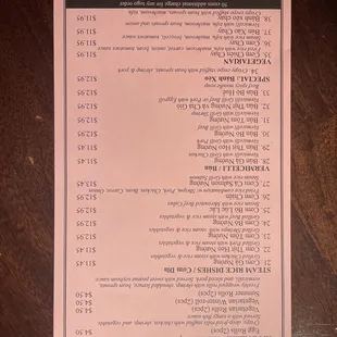 Menu as of 10/2021