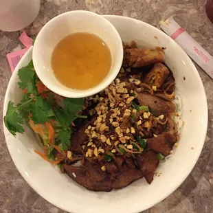 My usual grilled pork with vermicelli and egg roll order was only $7 and came back with generous amounts of meat!