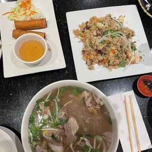 A2. Fried Egg Roll, 33. Yung Chow (combo) Fried Rice, 4. Pho Tai Chin Nm Gau
