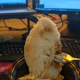 Supposed to be rice noodles...more like a rice block.