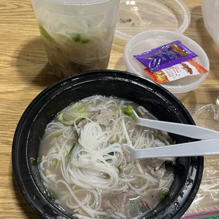 Medium rear beef and brisket pho / broth, noodles, basil, scallions,onions, chopped jalapeño,squeeze of line