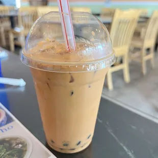 Thai tea boba house made. It wasn't as good as it usually is