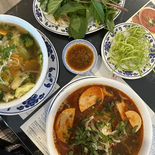 Spicy Beef Soup (Bun Bo Hue) &amp; Vegetable Pho
