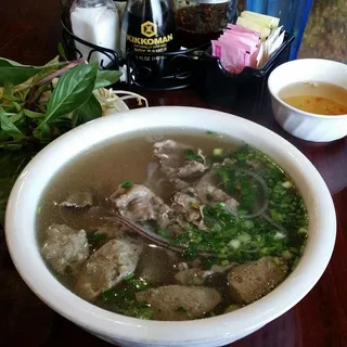 F9. Eye of Round Steak and Beef Meatball Noodle Soup