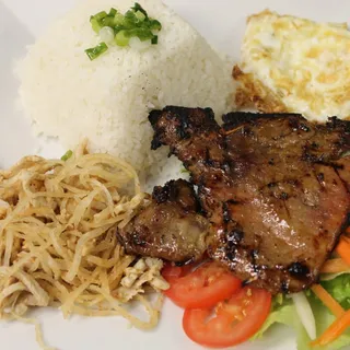 C8. Grilled Pork Chop, Shredded Pork and Egg Rice Plate