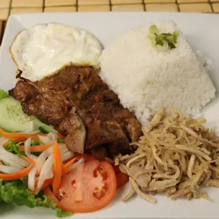 C9. Grilled Chicken, Shredded Pork and Egg Rice Plate