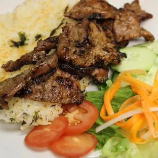 C19. Grilled Pork Crispy Rice Plate