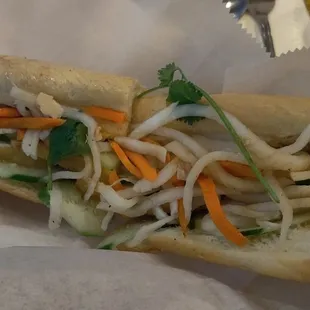 Tofu banh mi (jalepeños on the side)