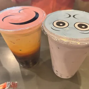 Thai tea and taro bubble tea