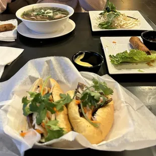 M6. Grilled Pork Sandwich, P1. Eye-Round Pho, G4. Spring Roll