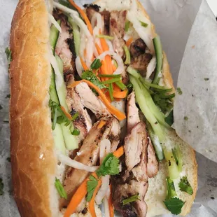 Chicken banh mi (but didn&apos;t have jalapeños for some reason).