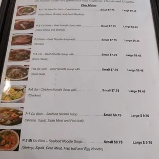 The Menu at Pho and More