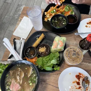 # 11 brisket pho, mom had the shrimp which she said were delicious. The broth and garlic butter rice were delicious as well!