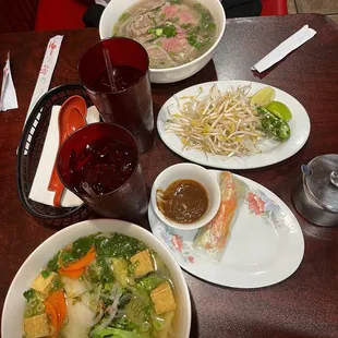Tofu pho and Round-Eye Steak pho