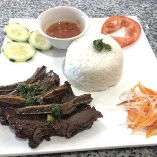 Korean beef BBQ with steam rice