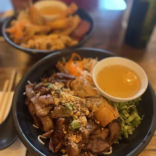 VERMICELLI BOWL with pork and EGG ROLL