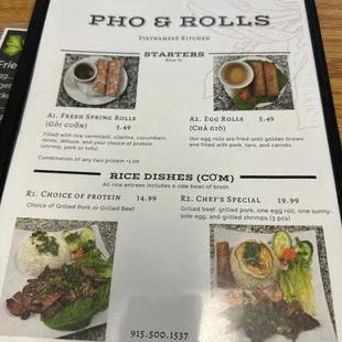 Front of the menu