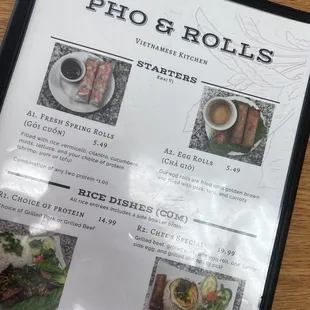 Menu front photo