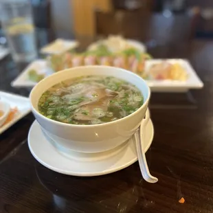 a bowl of soup on a table