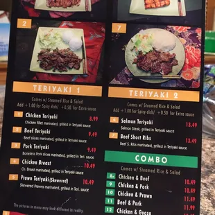 the menu for the restaurant