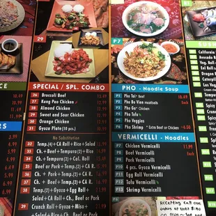 the menu of the restaurant