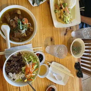 a variety of asian food