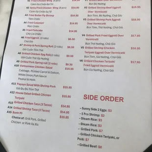 menu