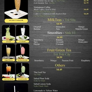 Beverage Menu from website - 9/28/21