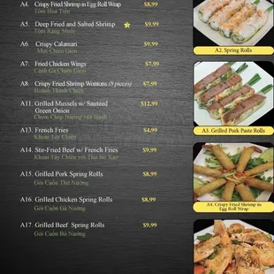 Appetizer Menu from website- 9/28/21